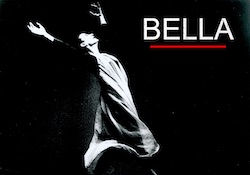 Title card reads, "Bella," while dancer holds a pose in front of black background