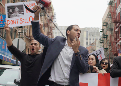 Conbody vs Everybody A protest in the street.